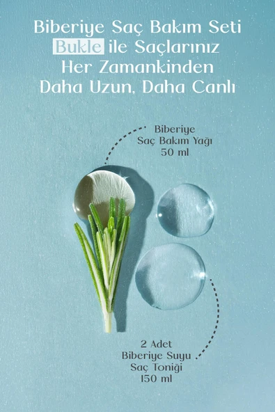 Biberiye Saç Bakım Seti Bukle - Biberiye Suyu Saç Toniği  11 Ekstraktlı (150 ml x 2 Adet) + Biberiye - 4