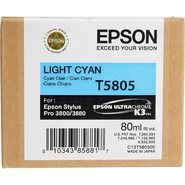 Tonersepeti Epson T5805 C13T580500  Açık Mavi Kartuş ürün görseli