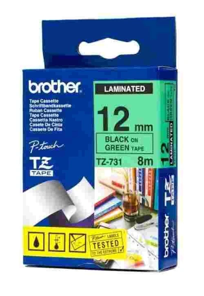 Tonersepeti Brother TZ-731 Yeşil Üzerine Siyah Etiket 12mm ürün görseli 1