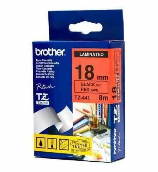 Tonersepeti Brother TZ-441 Kırmızı üzerine Siyah  Etiket Şeridi - Resim 2