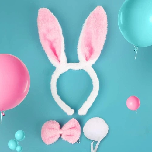 Tavşan Kostüm Seti Taç Papyon Kuyruk Pembe Renk - 2