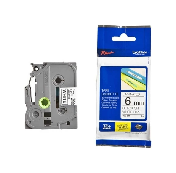 Tonersepeti Brother P-TOUCH TZE-211 Beyaz Üzerine Siyah Laminasyonlu Etiket - 3