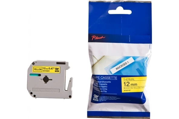 Tonersepeti Brother M-K631BZ Siyah Sarı Lamine Etiket 12mm