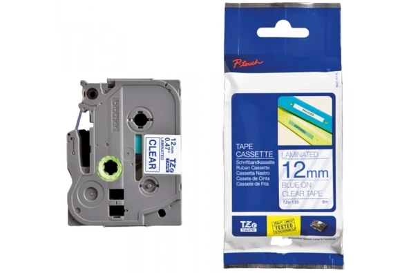 Tonersepeti Brother TZE-133 Şeffaf Üzerine Mavi Muadil Etiket Şeridi - 2