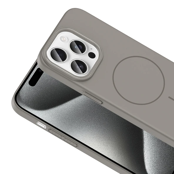 Apple iPhone 15 Pro Max Kılıf Magsafe Şarj Özellikli Silikon Kapak (RUBY) - 8