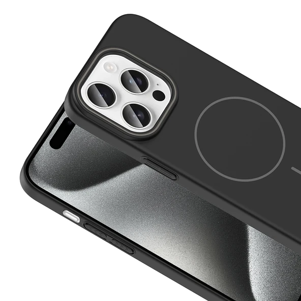 Apple iPhone 15 Pro Max Kılıf Magsafe Şarj Özellikli Silikon Kapak (RUBY) - 6