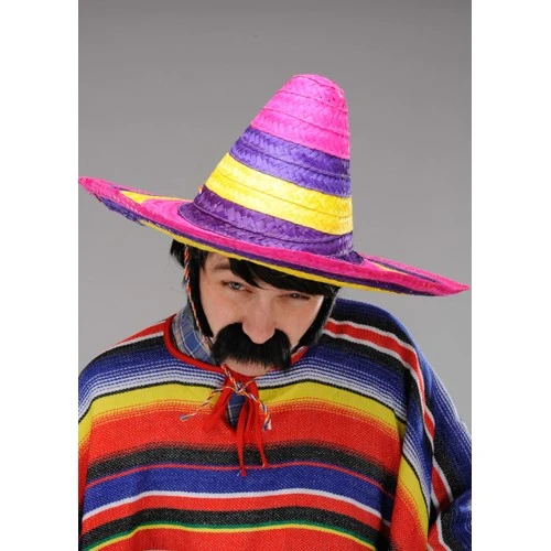 Sombrero Meksika Şapkası Renkli Örme Hasır Yetişkin Boy - 4