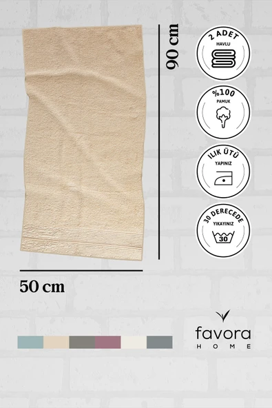 NewNoa 2'li Yüz Havlusu 50x90 - Vizon - 7