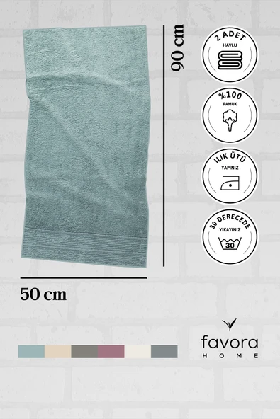 NewNoa 2'li Yüz Havlusu 50x90 - Yeşil - 7