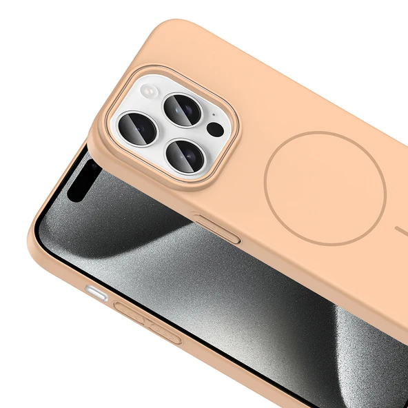 Apple iPhone 15 Pro Max Kılıf Magsafe Şarj Özellikli Silikon Kapak (RUBY) - 7