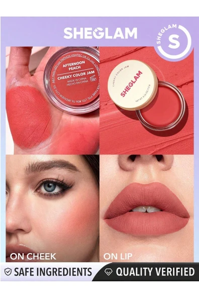 SHEGLAM Cheeky Color Jam-Afternoon Peach 6 Shades Multi-Use Cream Blush Lip Cream