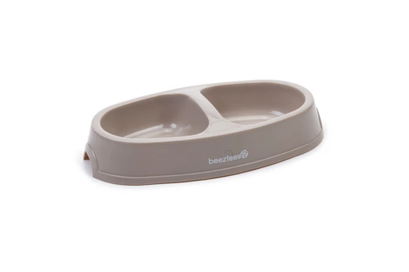 Beeztees Kedi İkili Mama ve Su Kabı, Plastik, Bej, 2x150ml ürün görseli