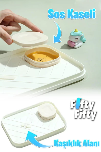 Vagonlife Lunch Box 820 ML Tek Kat Üç Bölmeli Sos Kaseli Yeni Nesil Sefer Tası-FFLBOX10283 - 6