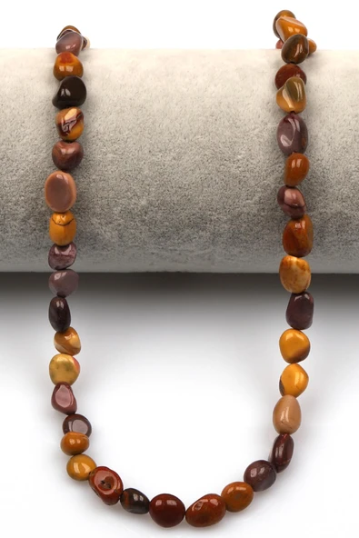 Mookaite Jasper Doğal Taş Dizi 6 x 8 mm Mercimek Kesim - Resim 2