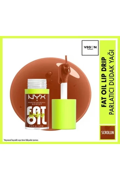 NYX Professional Makeup Fat Oil Lip Drip Parlatıcı Dudak Yağı Scrollin 4.8ml