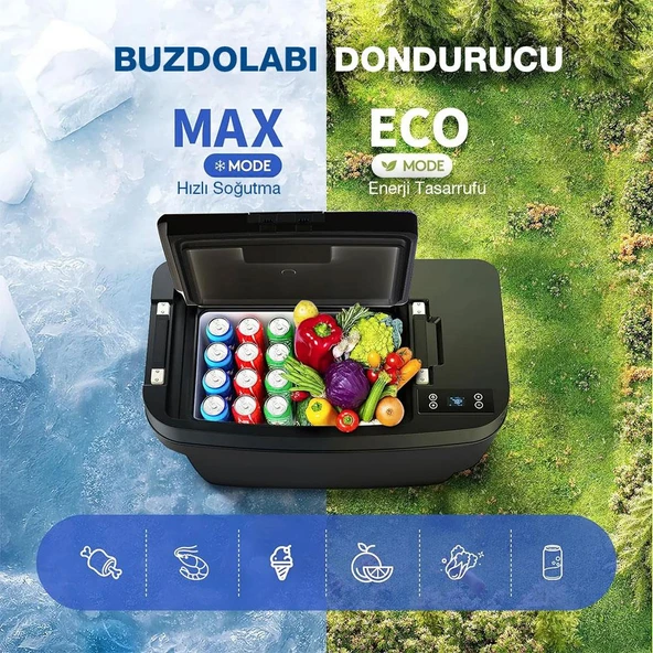 Acopower T35 12/24Volt 33Litre Tesla Model Y ile Uyumlu Kompresörlü Outdoor Oto Buzdolabı - Resim 3