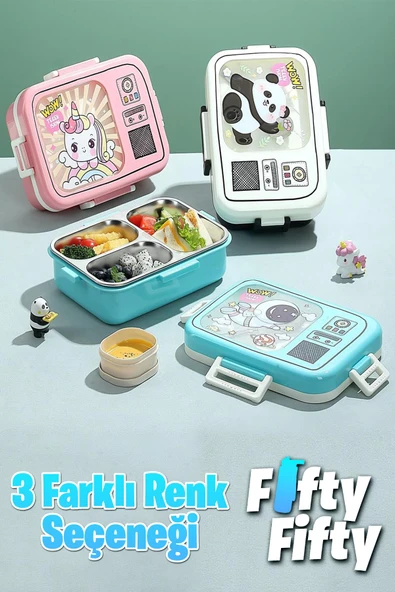 Vagonlife Lunch Box 820 ML Tek Kat Üç Bölmeli Sos Kaseli Yeni Nesil Sefer Tası-FFLBOX10283 - 5
