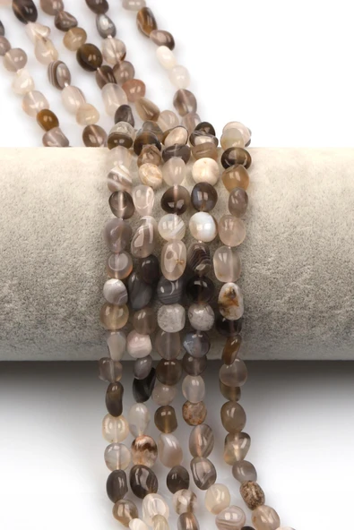 Botswana Akik Doğal Taş Dizi 6 x 8 mm Mercimek Kesim ürün görseli