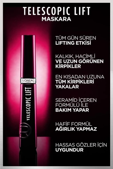 L'OREAL PARİS Telescopic Lift Extra Black Maskara 9.9 ml - 7