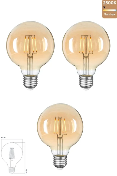 Rustik Led Ampul E27 G95 6W 2500K Gün Işığı ERD-82
