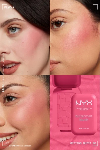 NYX PROFESSİONAL MAKEUP Buttermelt Blush Kremsi Pembe Pudra Allık - 08 Getting Butta - 4