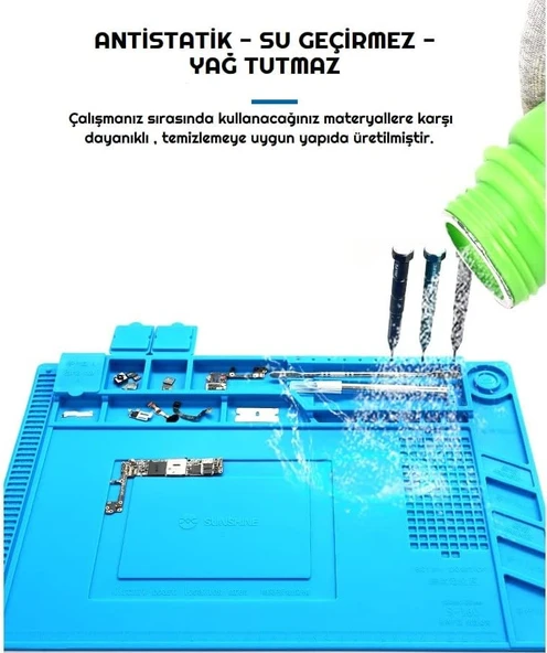 S160 Isıya Dayanıklı Manyetik Silikon Tamir Pedi Mıknatıslı Saklama Bölmeli - 45X30cm - 6