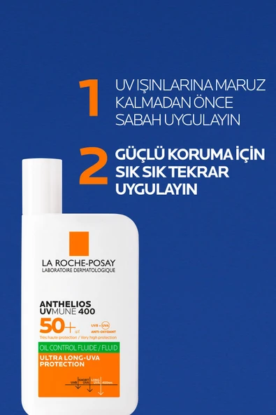 LA ROCHE POSAY Anthelios Uvmune400 SPF50+ Oil Control Güneş Koruyucu Krem- Yağlı ve Karma Ciltler İçin - 6