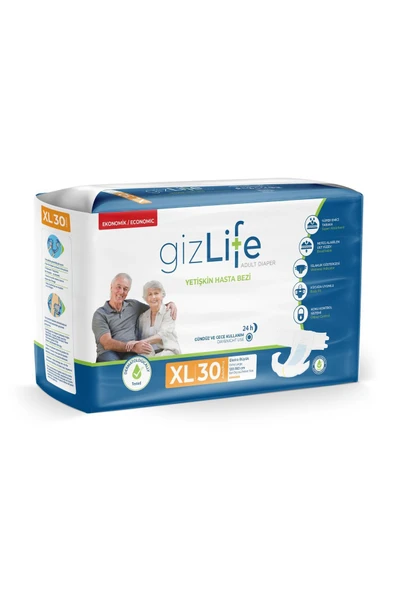 Gizlife Bel Bantlı Yetişkin Hasta Bezi Ekstra Büyük Boy Xl 30 Adet - Resim 2