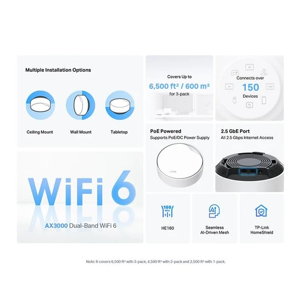 TP-Link Deco X50-POE 3000 Mbps 1li Router - 3