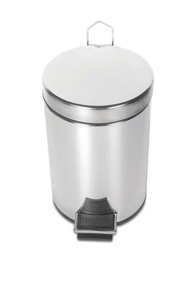 Fixer365 Paslanmaz Pedallı 12 Lt Çöp Kovası - Klozet Fırçası 2'li Banyo Seti - 3