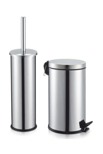 Maxiflow  Paslanmaz Klozet Fırçası Paslanmaz Çöp Kovası Krom 3 Lt Set 114