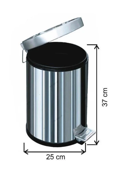 Arı Metal 12 lt Paslanmaz Çelik Kaliteli Pedallı Çöp Kovası - 2