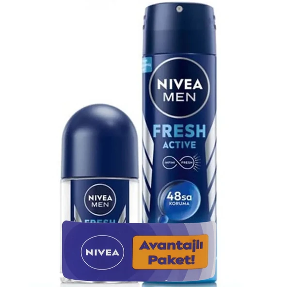 Nivea Men Erkek Sprey Deodorant Fresh Active 150 ml + Roll-On 25 ml