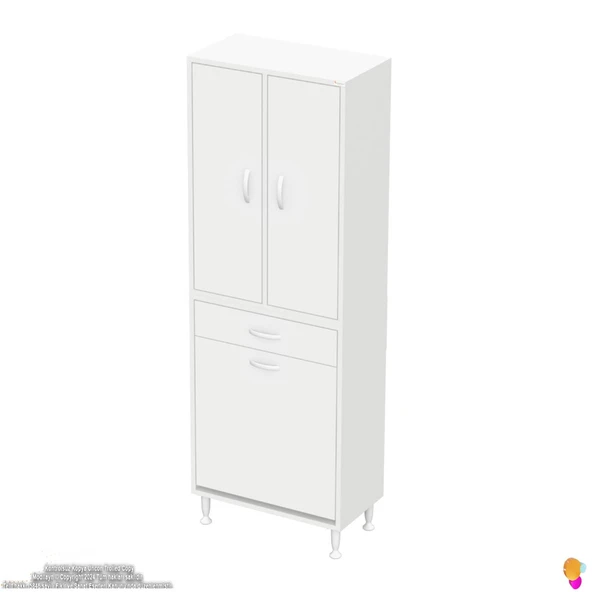 Modilayn YENİ AFRA 60x173x32,5 cm' lik 1 Çekmece, 1 Göz Sepet, 2 Kapak, 6 Raf Dar Alan Banyo Dolabı - Resim 6