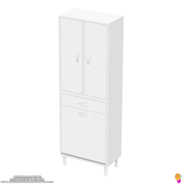 Modilayn YENİ AFRA 60x173x32,5 cm' lik 1 Çekmece, 1 Göz Sepet, 2 Kapak, 8 Raf Dar Alan Banyo Dolabı - 6