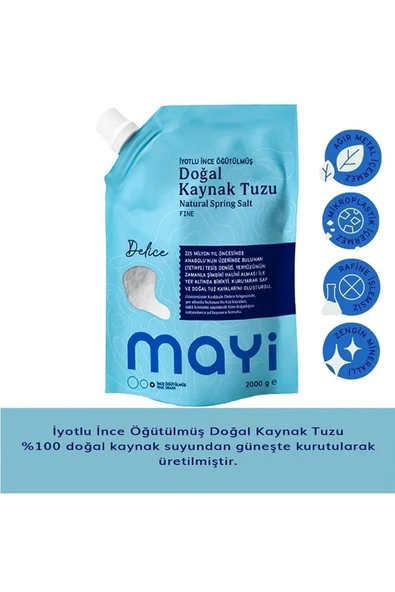 Mayi Tuz Iyot Ilaveli Ince Öğütülmüş Doğal Kaynak Tuzu 3 X 2 Kg - 2