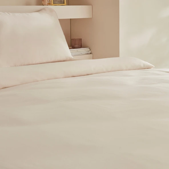 Karaca Home White Collection Vinas 80 Tel %100 Pamuk Çift Kişilik Saten Biyeli Nevresim Takımı Bej - 3