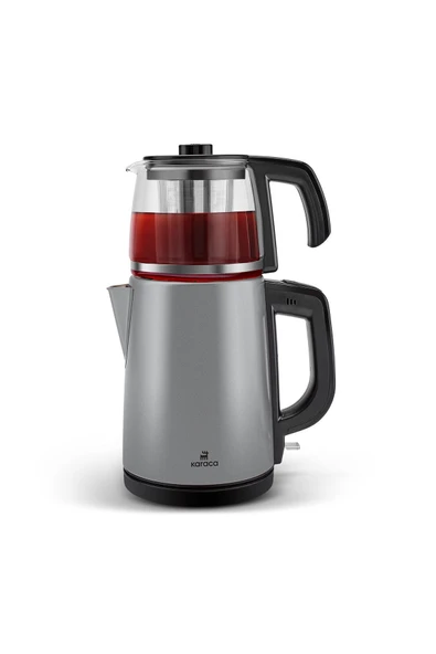 Karaca Tea Glass 2in1 1650 W Antrasit Çelik Çay Makinesi