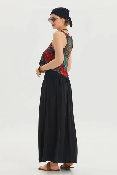Beli Lastikli Drape Detaylı Otantik Etek - 5