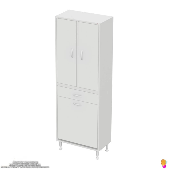 Modilayn YENİ AFRA 60x173x32,5 cm' lik 1 Çekmece, 1 Göz Sepet, 2 Kapak, 4 Raf Dar Alan Banyo Dolabı - 6
