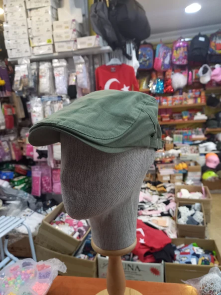 Erkek Şapka Yazlık Keten Spor Kasket - yeşil renk