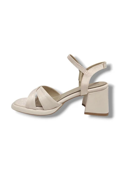 Erbay 405-25 Saten Çapraz Bant Kalın Topuk Anatomik Kadın Sandalet - 6