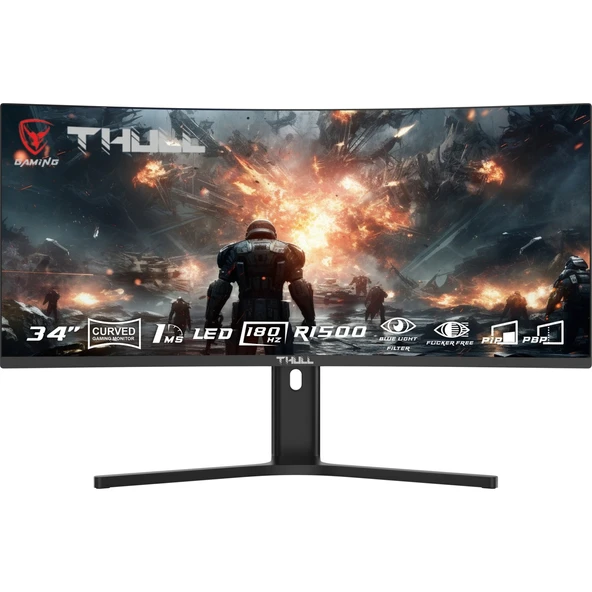 TJ-WQHD34C-180 Vision 34" 1ms 180Hz Wqhd (2xhdmı+2xdp) Va Frameless Curved Gaming Monitör ürün görseli 1