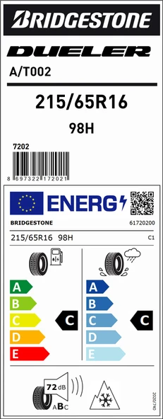 Bridgestone 215/65R16 98H Dueler A/T002 C-C-72 4 Mevsim Suv Lastiği (Üretim Yılı:2025) - 2