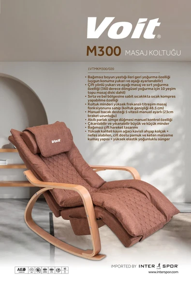 Voit M300 Masaj Koltuğu Sandalyesi Kahverengi Kumandalı
