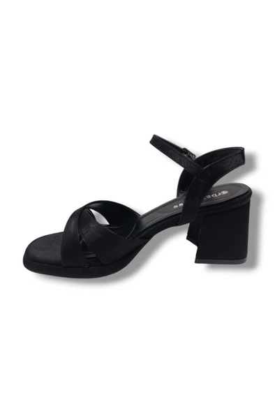 Erbay 405-25 Saten Çapraz Bant Kalın Topuk Anatomik Kadın Sandalet - 3