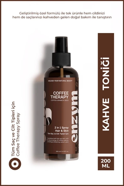 Doğal Kahve Toniği Saç (dökülme karşıtı, onarıcı) ve Cilt Bakımı (ton eşitleme, antioksidan) 200 ml ürün görseli 1