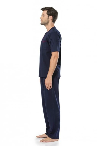 Pierre Cardin 5370 Erkek Kutulu Damat Çeyizlik Penye 3'lü Şortlu Lacivert Pijama Takımı - 3