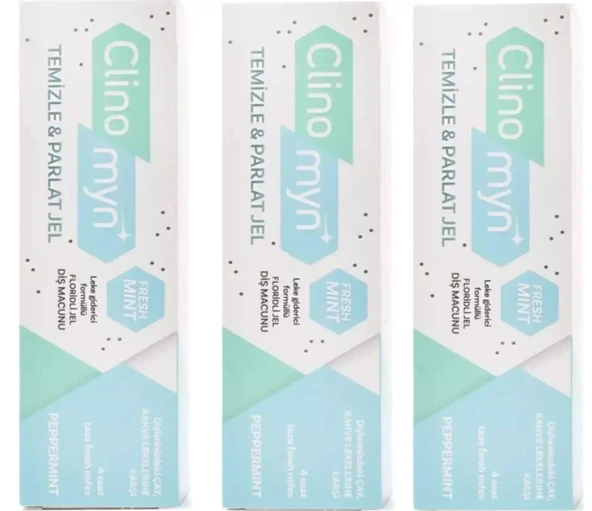 Clinomyn Temizle Parlat Jel Florürlü Diş Macunu 75 ml 3 Adet