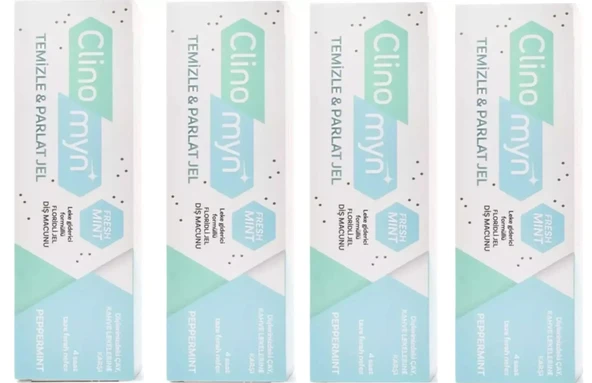 Clinomyn Fresh Temizleme Parlatma Jel Diş Beyazlatan ve Parlatan Diş Macunu 75 ml x 4 Adet